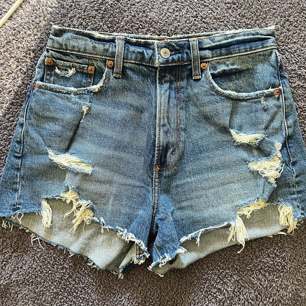 Abercrombie & Fitch Distressed Blue Jean Shorts